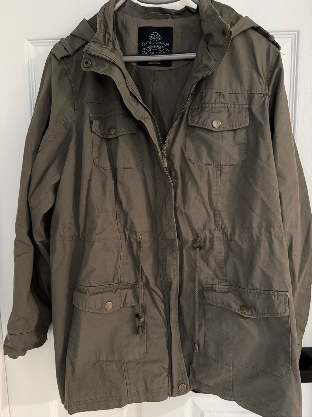 Olive Utility Hooded Anorak Utility Jacket - Size 1X
